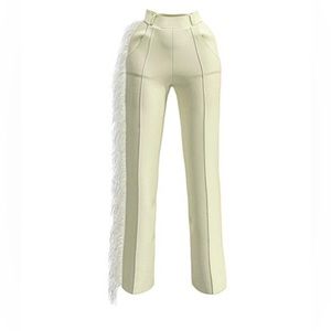 Hanifa White Ava Pants Ostrich Feather XL